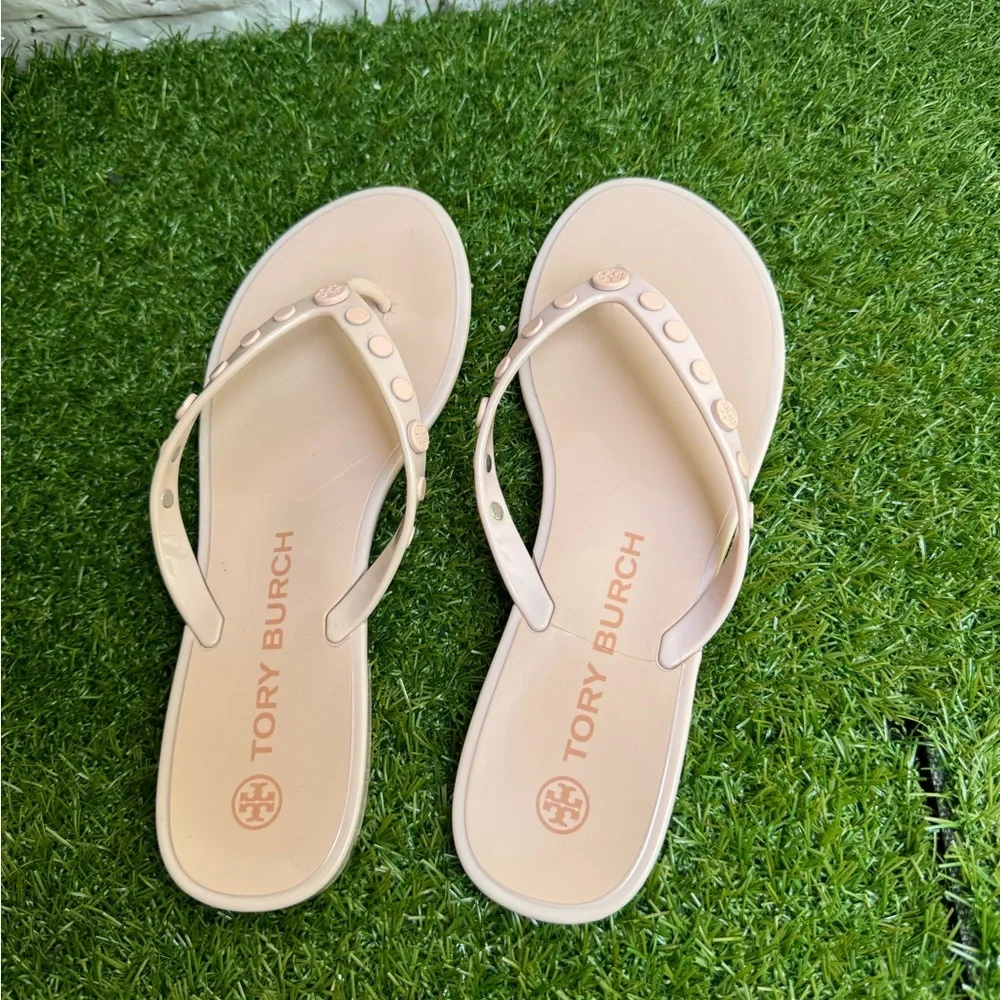 TORY BURCH Studded Jelly Sandals pink rose Size 8